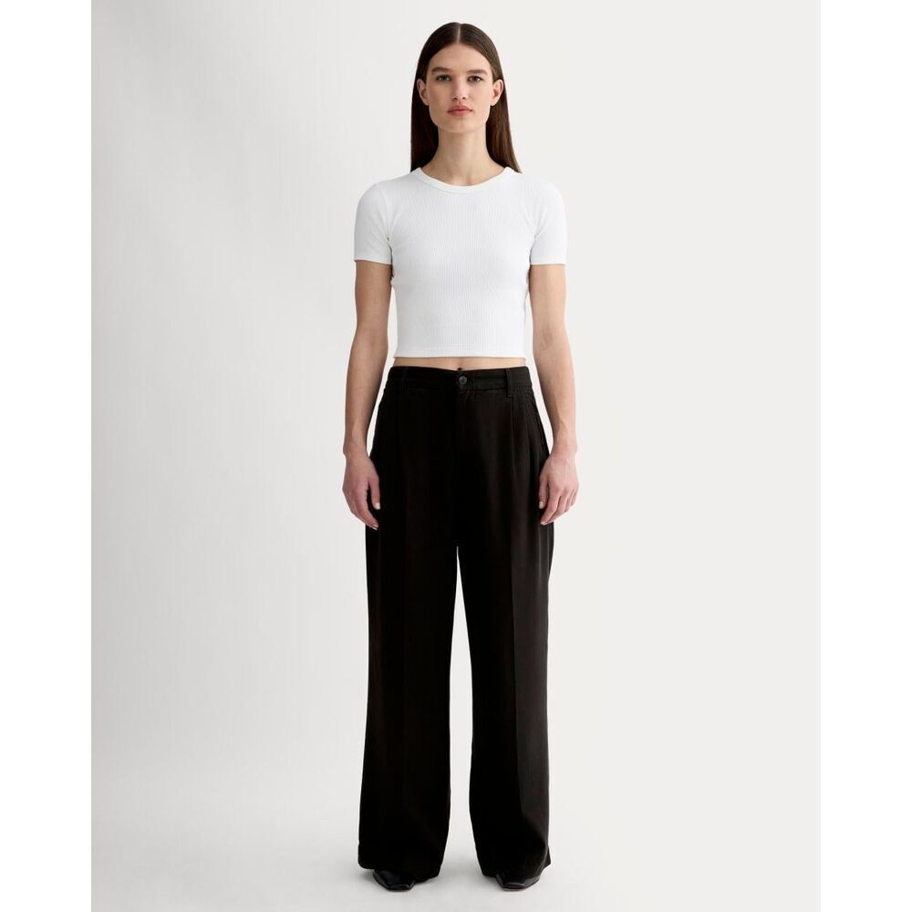 Everlane The Trouser In Buttersoft Black Wide Leg Chino Pants Size 6 NWT Tencel